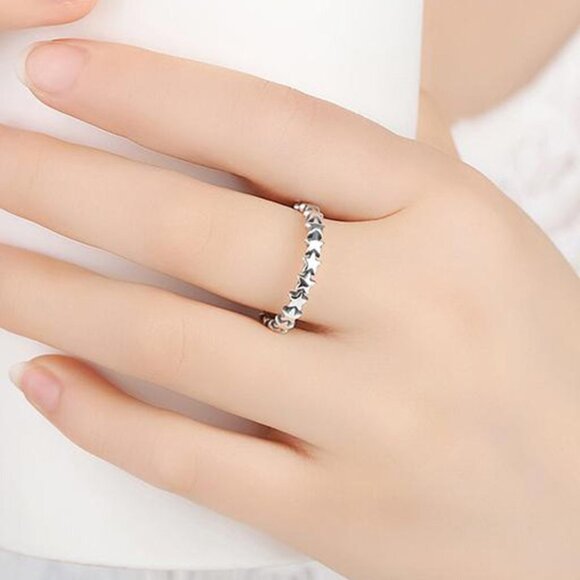 💝 Star Connected Cute Sweet Silver Star Ring for Women, VIP133 - Picture 4 of 4